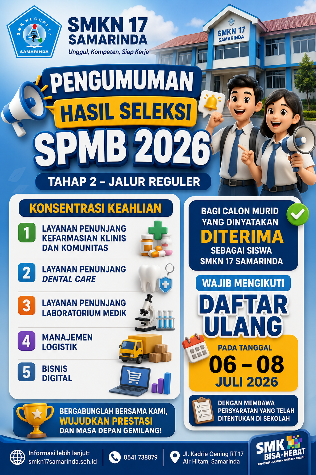 Pengumuman Hasil Seleksi SPMB 2026 Tahap 2 Jalur Reguler Pengumuman Hasil Seleksi SPMB 2026 Tahap 2 Jalur Reguler