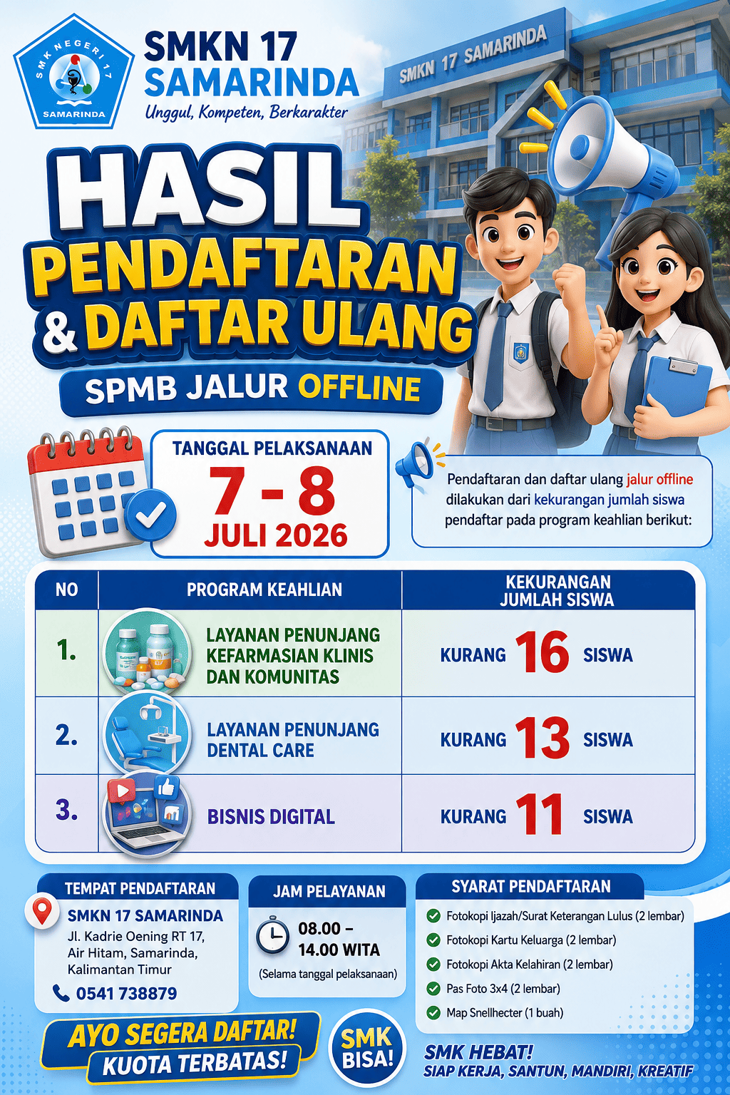 Pengumuman Hasil Seleksi Pendaftaran Jalur Offline SPMB SMKN 17 Samarinda Pengumuman Hasil Seleksi Pendaftaran Jalur Offline SPMB SMKN 17 Samarinda