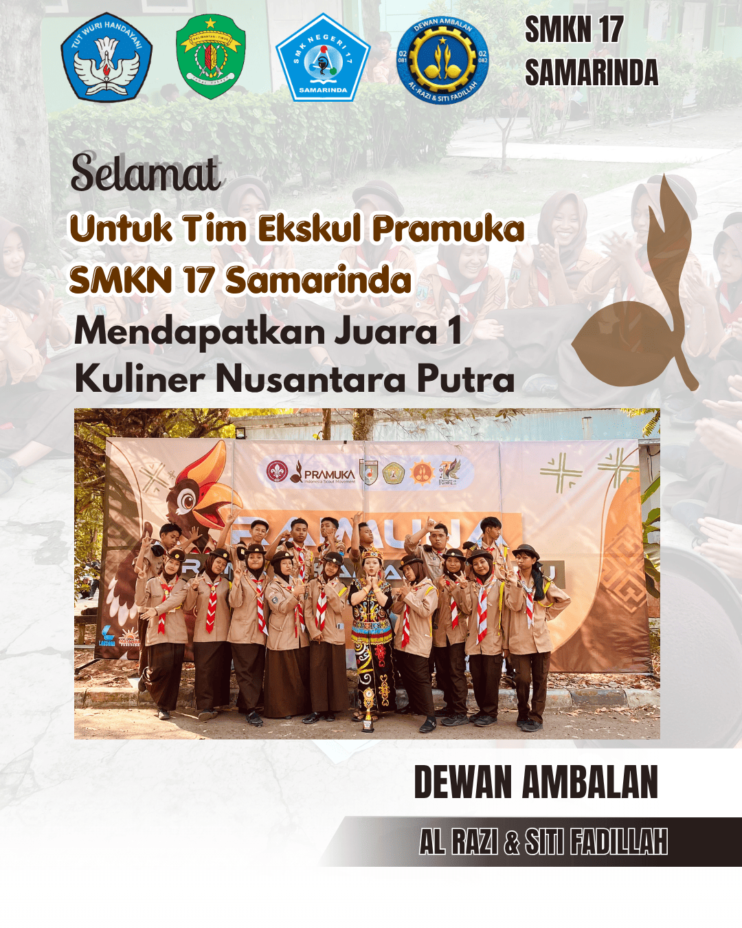 Tim Pramuka SMKN 17 Samarinda Raih Juara 1 Kuliner Nusantara Putra pada Raimuna 2026 Ranting Samarinda Ulu Tim Pramuka SMKN 17 Samarinda Raih Juara 1 Kuliner Nusantara Putra pada Raimuna 2026 Ranting Samarinda Ulu
